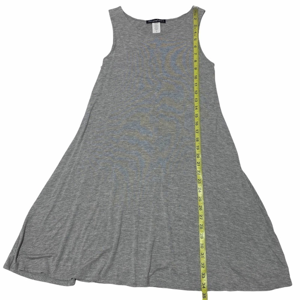 DEREK Heart Solid Gray Mini A-Line Sleeveless Round Neck Tank Mini Dress - Picture 6 of 11